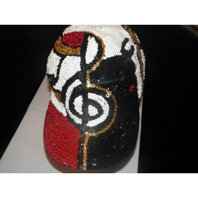 GLITZY SEQUIN MUSIC CLEF BASEBALL CAP JAZZ ROCK BAND TEACHER CHRISTMAS GIFT NEW   eb-99188872
